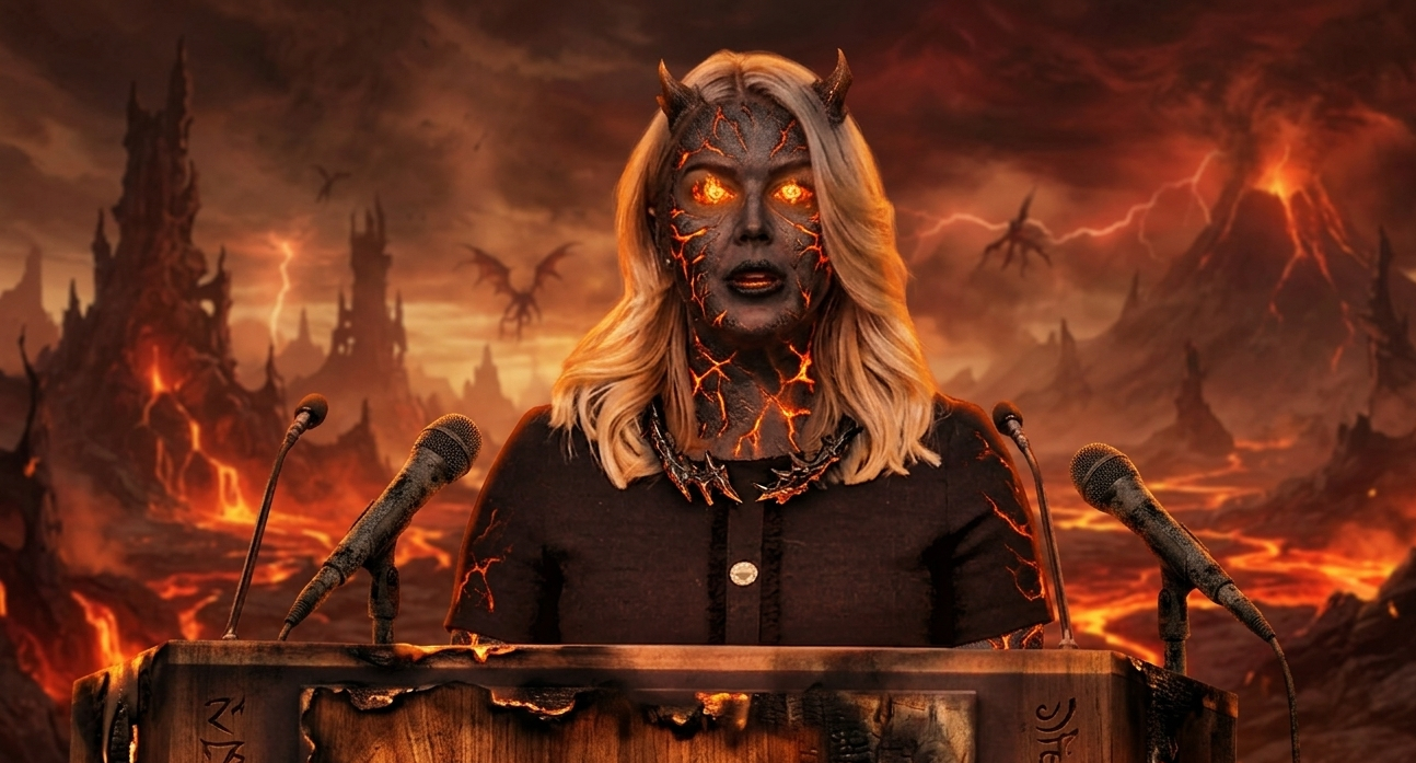 Satan Confirms Karoline Leavitt a “First-Ballot Hall of Famer” for Eternal Damnation